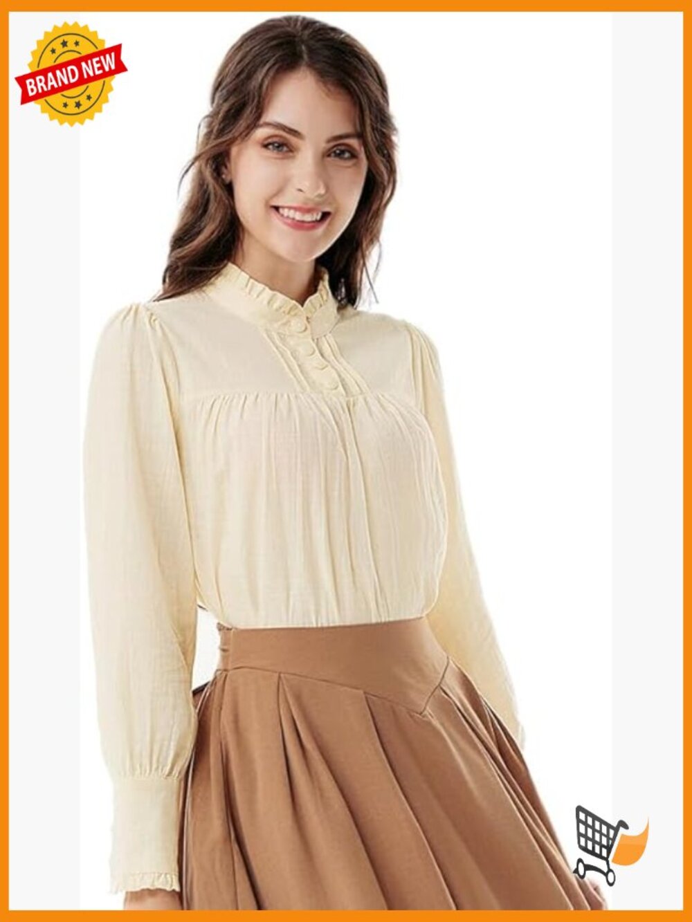 Cotton Long Sleeve Victorian Renaissance Blouse...